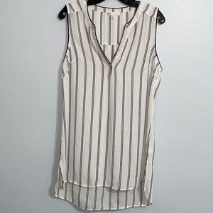 DR2 sleeveless split neck white striped tunic - M